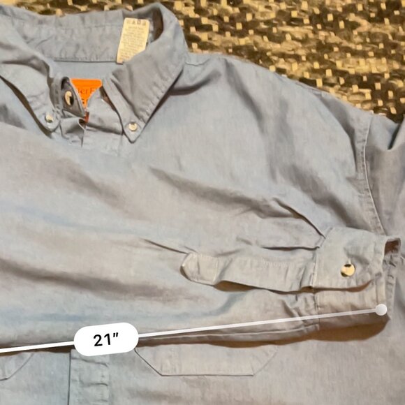 Flame-resistant chambray shirt with tortoise style buttons - Picture 10 of 11